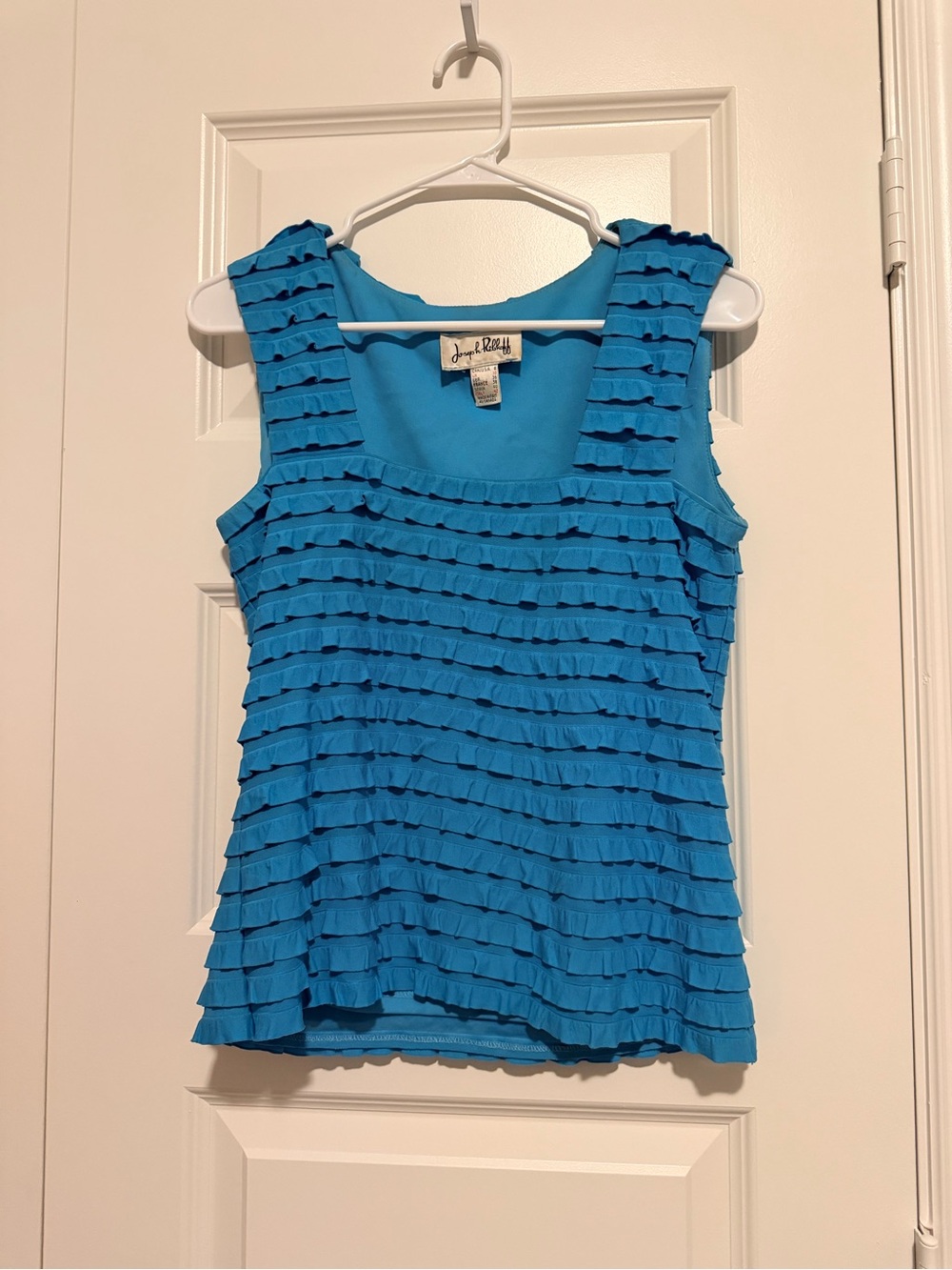 Joseph Ribkoff Ruffled Tank Top - Turquoise Blue